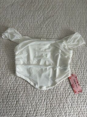 Off Shoulder Ruched Waist White Corset